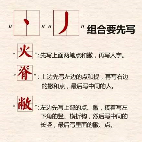 笔画顺序点撇组合